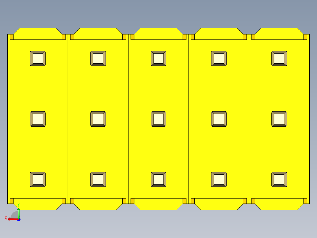 彩色公头100mil（2.54mm）系列-DS1021_yellow_3x05p_100mil_Type43_rev1.0后视图