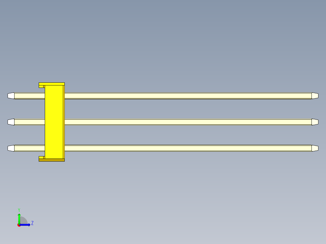 彩色公头100mil（2.54mm）系列-DS1021_yellow_3x05p_100mil_Type43_rev1.0左视图