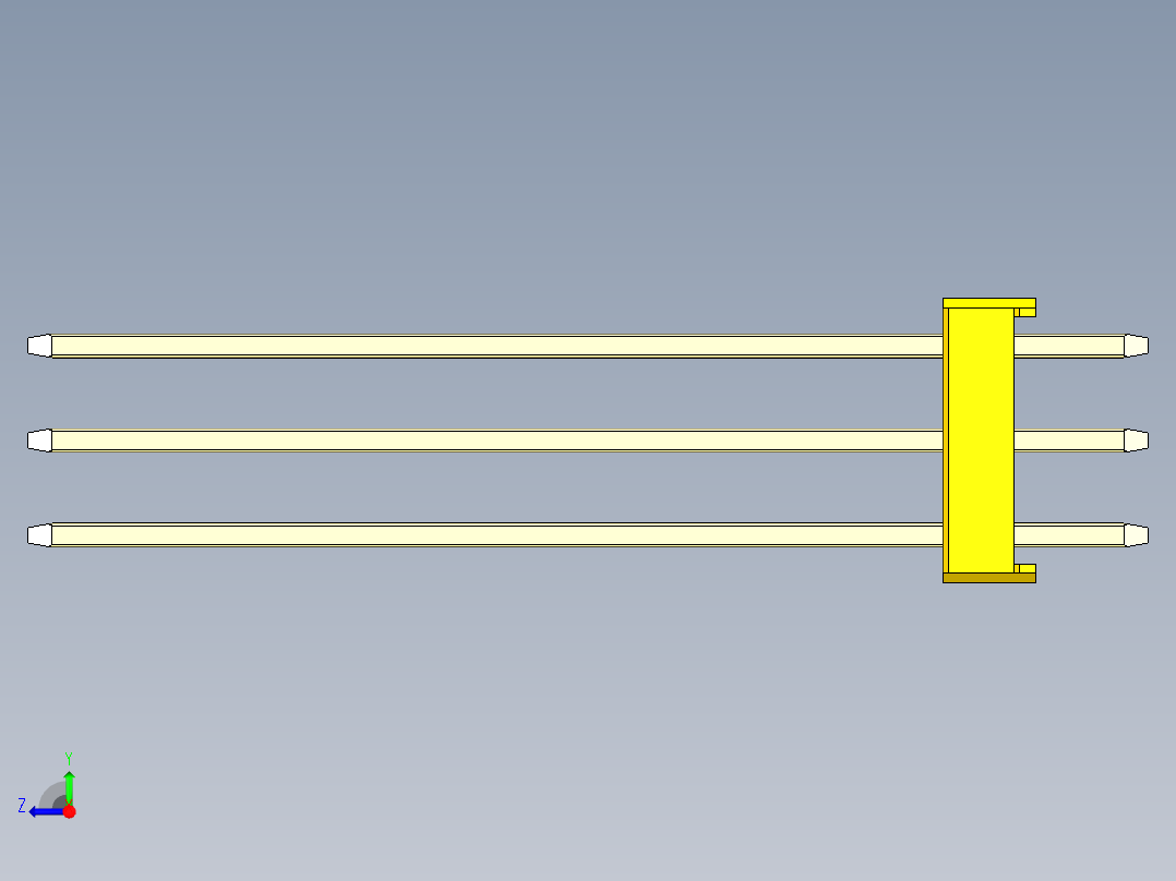 彩色公头100mil（2.54mm）系列-DS1021_yellow_3x05p_100mil_Type43_rev1.0右视图