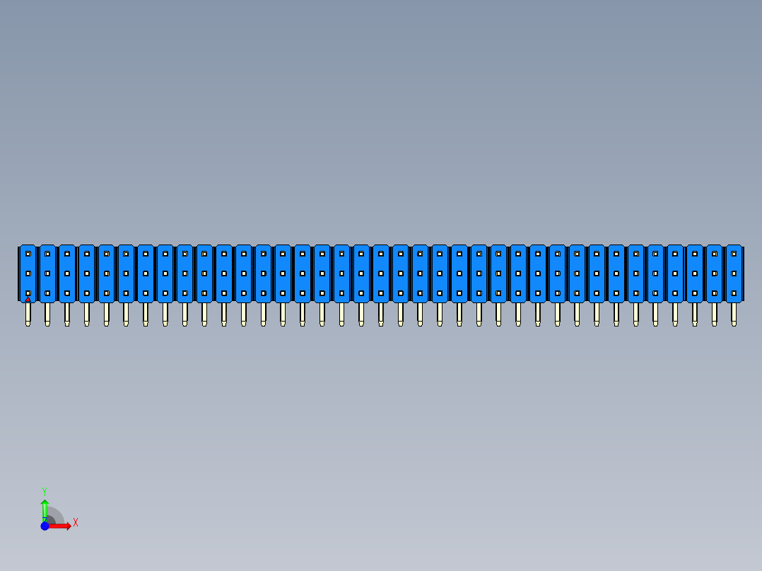 彩色公排针 100mil 2.54mm 系列-DS1022_blue_3x37p_100mil_TypeD_rev1.0前视图