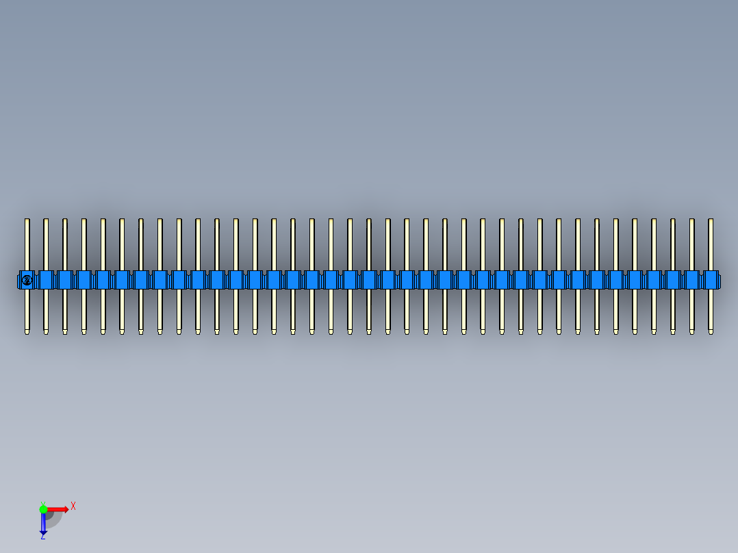 彩色公排针 100mil 2.54mm 系列-DS1022_blue_3x37p_100mil_TypeD_rev1.0俯视图