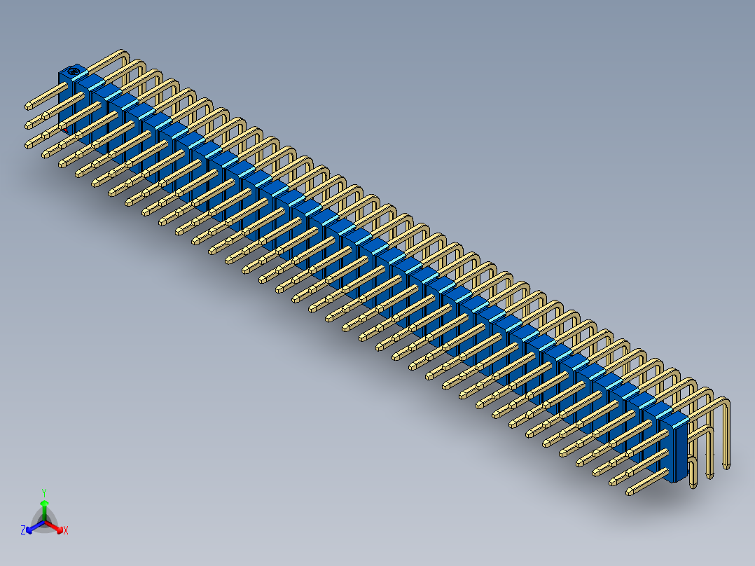 彩色公排针 100mil 2.54mm 系列-DS1022_blue_3x37p_100mil_TypeD_rev1.0正等轴测图