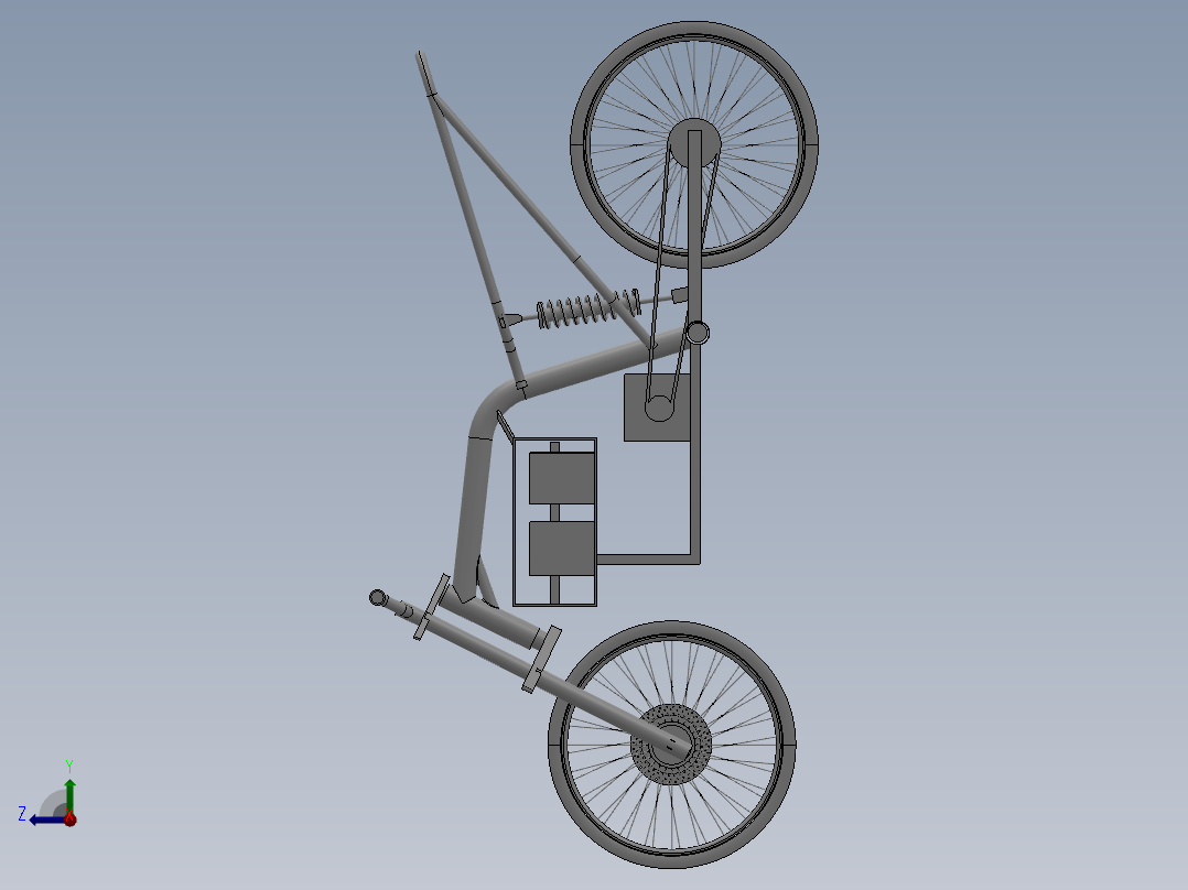 64---助力自行车框架模型sw2010三维图纸模型设计图纸右视图