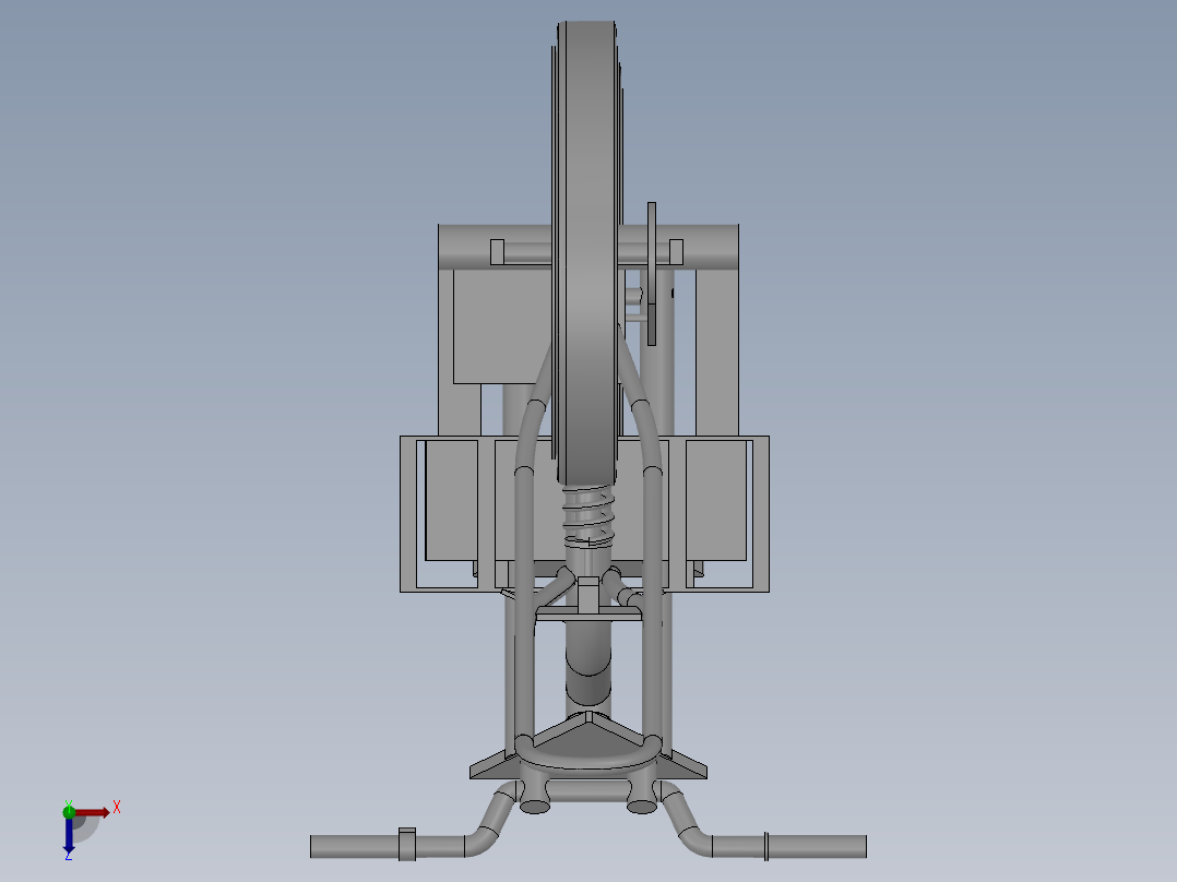 64---助力自行车框架模型sw2010三维图纸模型设计图纸俯视图