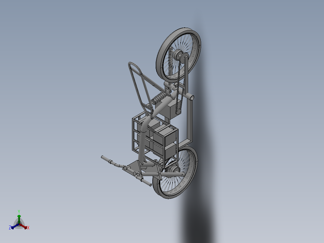 64---助力自行车框架模型sw2010三维图纸模型设计图纸正等轴测图