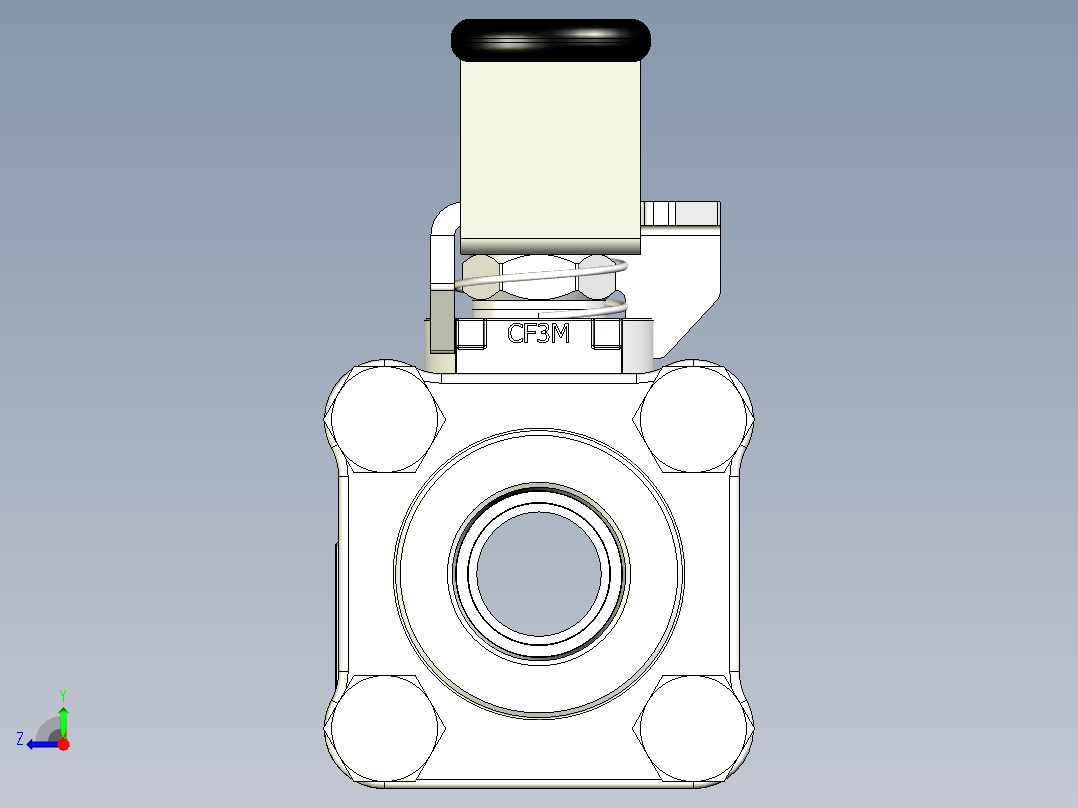 不锈钢 3 件式 60 系列球阀，增强 PTFE 阀座，0.5英寸 FNPT右视图