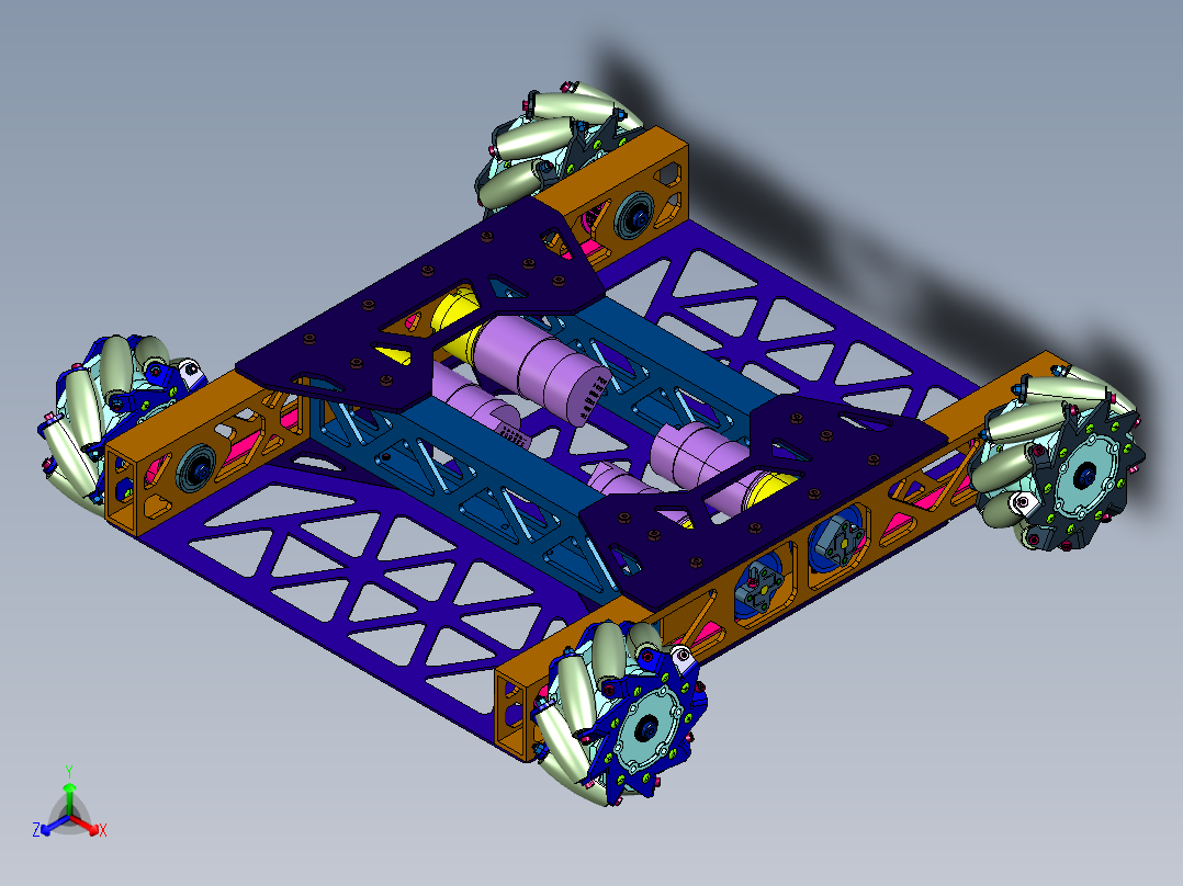 四轮独立转向移动机器人正等轴测图