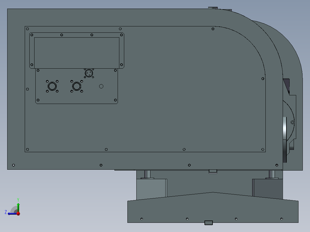 五轴CNC转台3D图纸 非标自动化设备3D图纸3D模型右视图