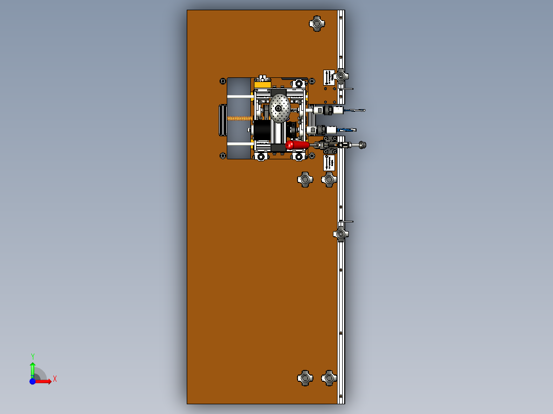 用于在家具坯料的末端钻孔两轴装置前视图