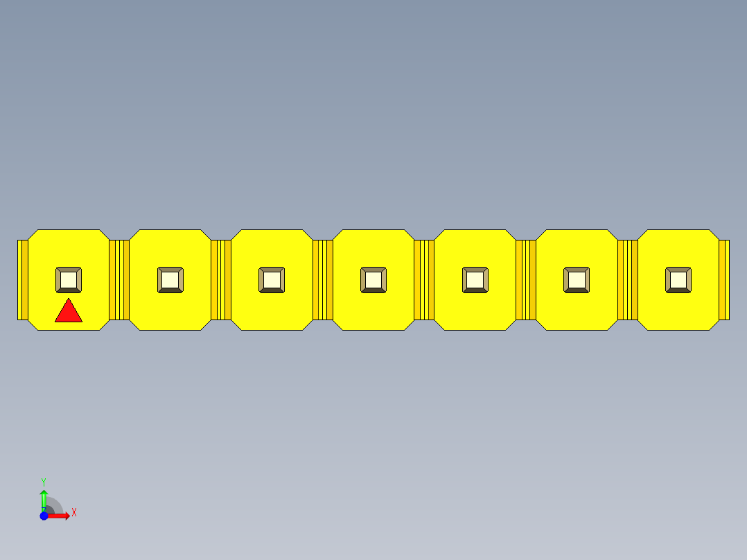 彩色公头100mil（2.54mm）系列-DS1021_yellow_1x07p_100mil_Type43_rev1.0前视图
