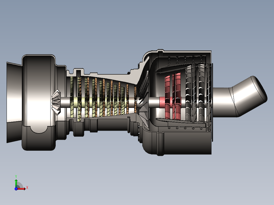 喷气发动机燃气轮机238---模型格式为 sw前视图