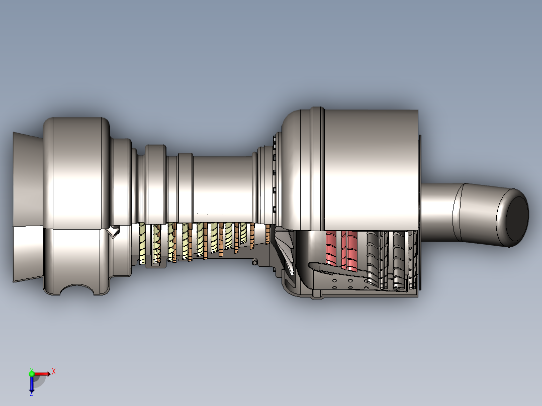 喷气发动机燃气轮机238---模型格式为 sw俯视图