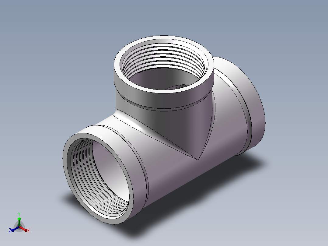 三通-等径 DN32正等轴测图