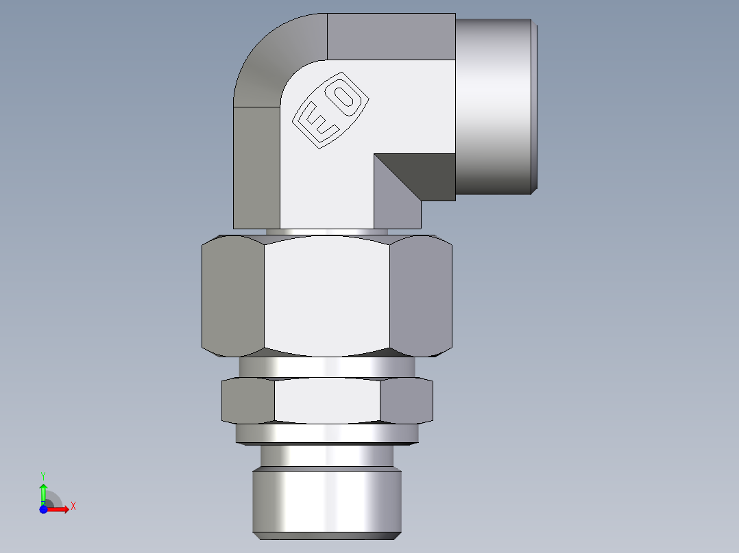 卡套式工业通用硬管接头EO_Assembled_adjustable_standpipe_elbow_EVW18LMOMD71前视图
