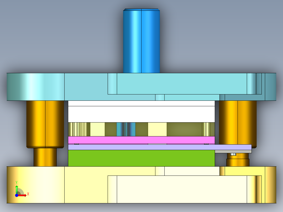 搭扣级进模（CAD图+Proe三维）前视图