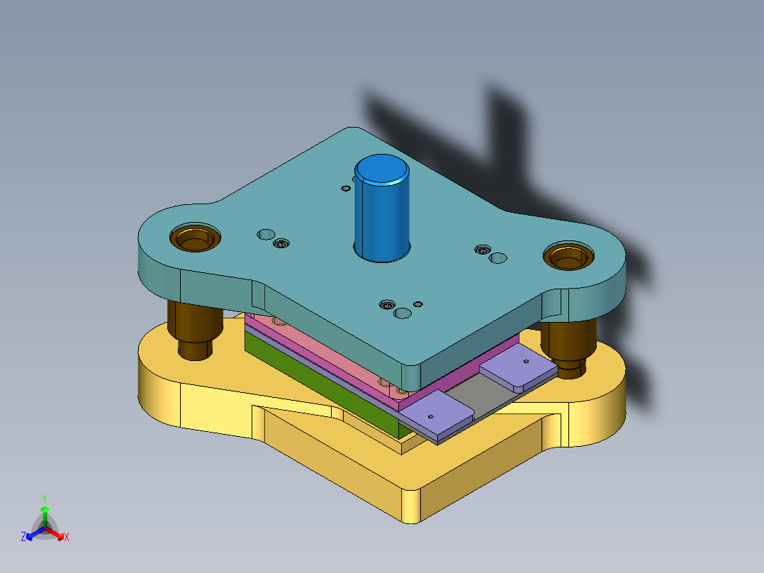 搭扣级进模（CAD图+Proe三维）正等轴测图