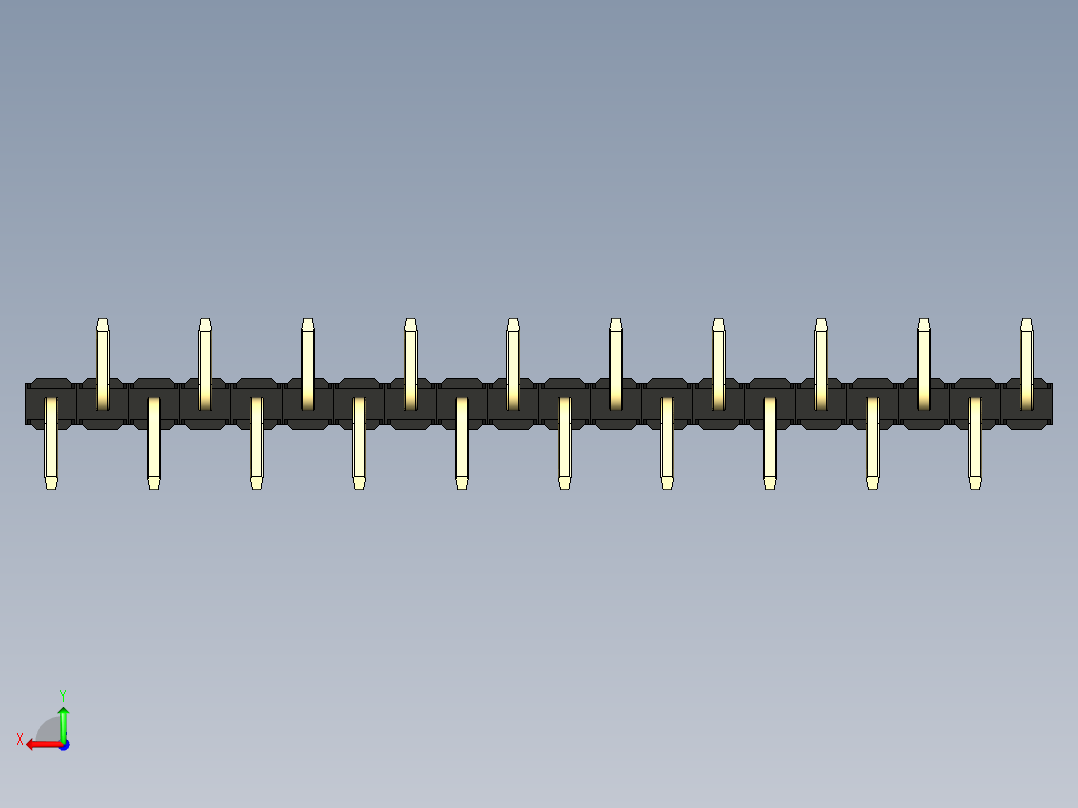 彩色公排针 100mil 2.54mm 系列-DS1022_black_20p_100mil_Type_SMT_R1_rev1.0后视图