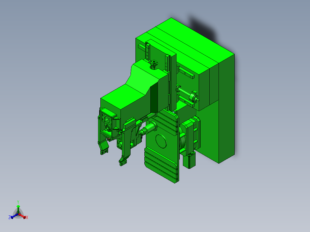 立式双交换台加工中心正等轴测图