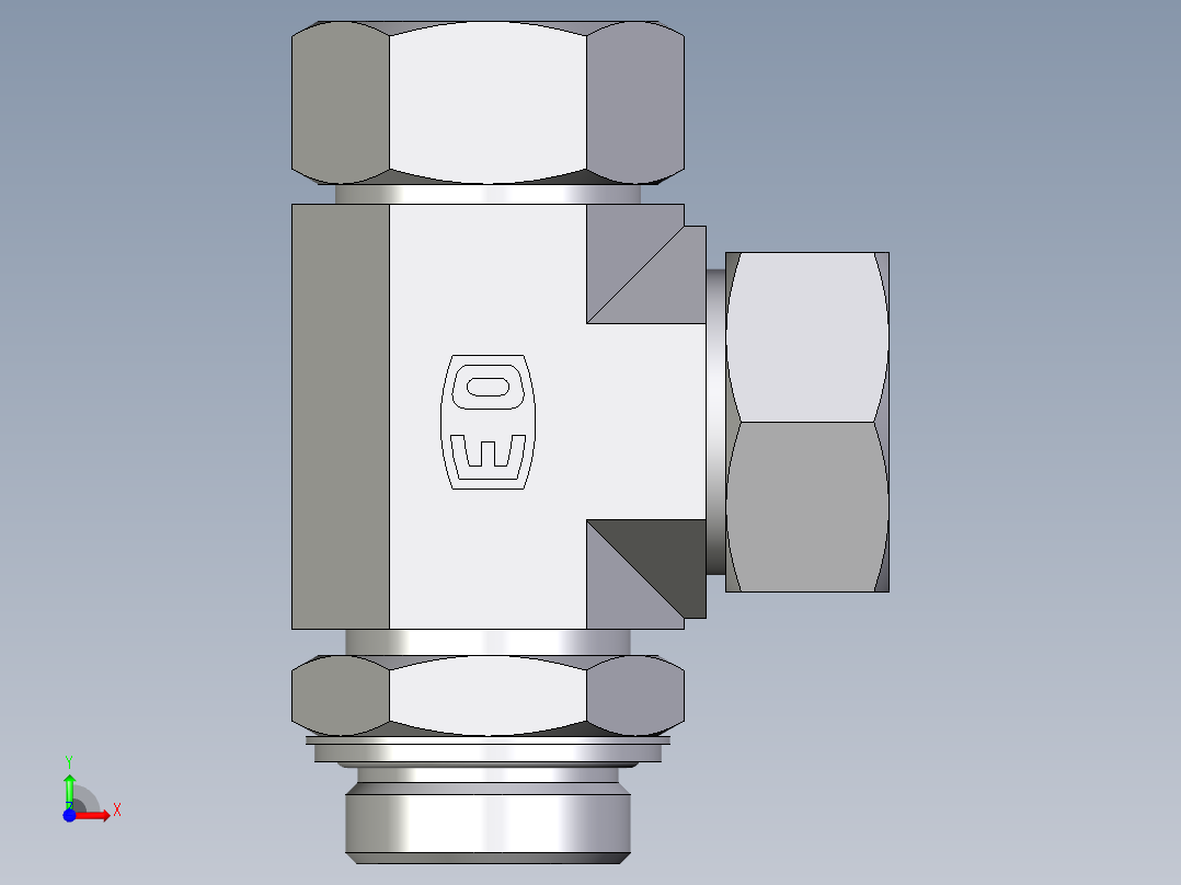 卡套式工业通用硬管接头EO_Adjustable_locknut_run_tee_LEE35LRCF前视图