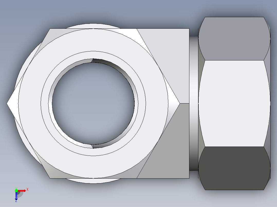 卡套式工业通用硬管接头EO_Adjustable_locknut_run_tee_LEE35LRCF俯视图