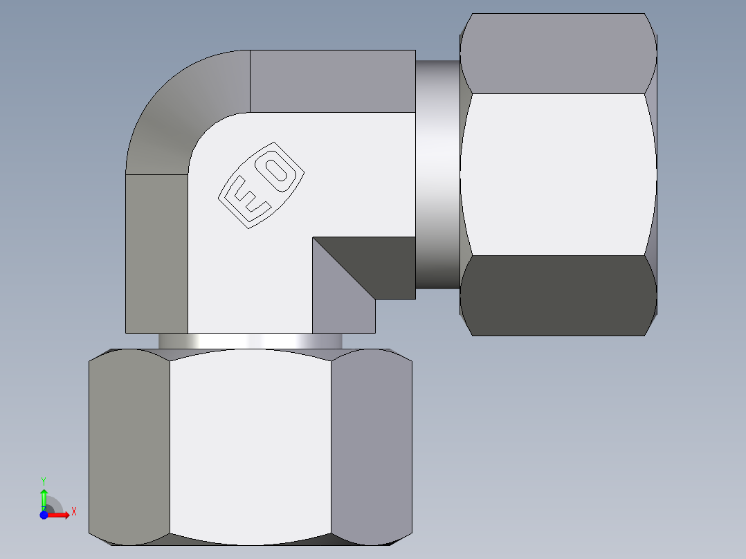卡套式工业通用硬管接头EO_Swivel_nut_elbow_EW12L71前视图