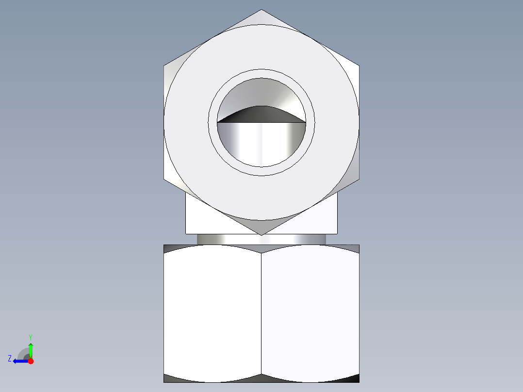 卡套式工业通用硬管接头EO_Swivel_nut_elbow_EW12L71右视图