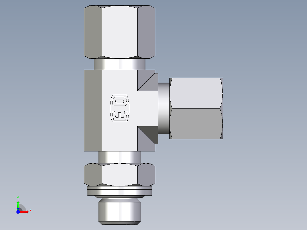 卡套式工业通用硬管接头EO_Adjustable_locknut_run_tee_LEE08SRCF前视图