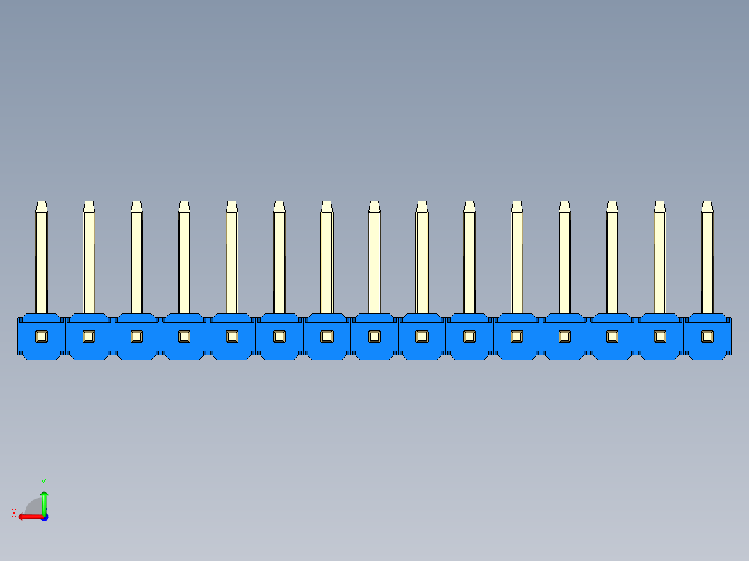 彩色公排针 100mil 2.54mm 系列-DS1022_blue_15p_100mil_TypeU_rev1.0后视图