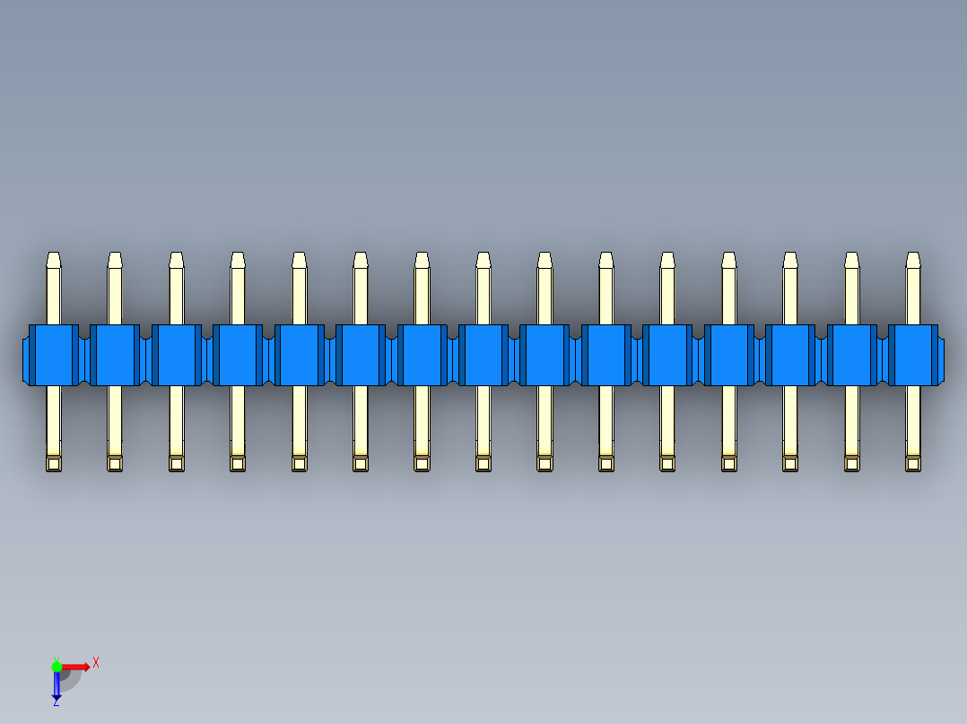彩色公排针 100mil 2.54mm 系列-DS1022_blue_15p_100mil_TypeU_rev1.0俯视图