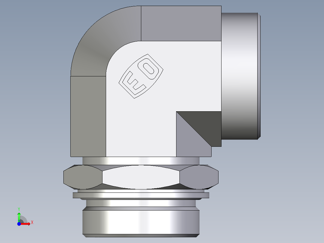 卡套式工业通用硬管接头EO_Adjustable_Locknut_elbow_WEE42LMOMDCF前视图