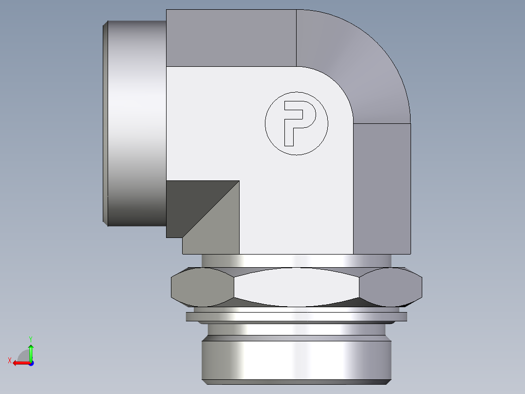 卡套式工业通用硬管接头EO_Adjustable_Locknut_elbow_WEE42LMOMDCF后视图