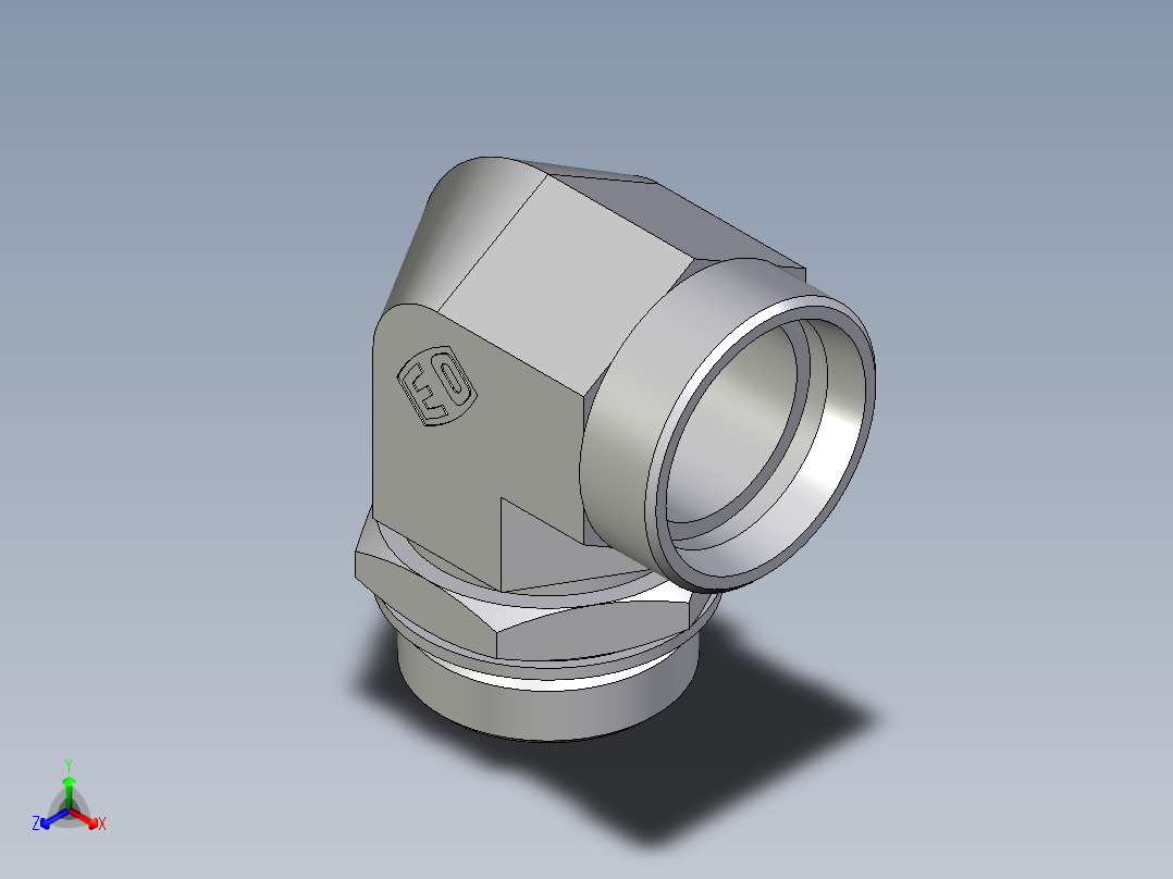 卡套式工业通用硬管接头EO_Adjustable_Locknut_elbow_WEE42LMOMDCF正等轴测图
