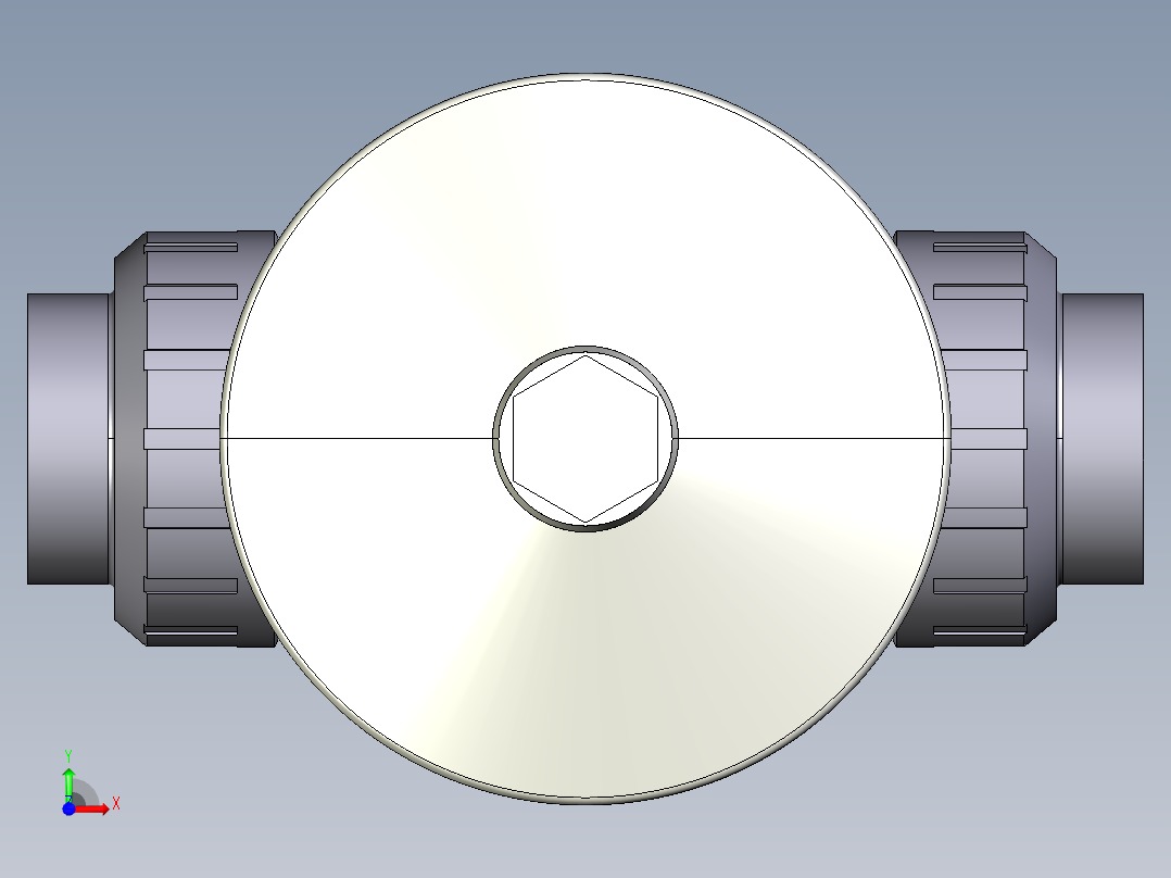 4DKMUIVCP NO-DA 气动隔膜阀、常开型双作用，女性联盟结束，公制系列PVC-U前视图
