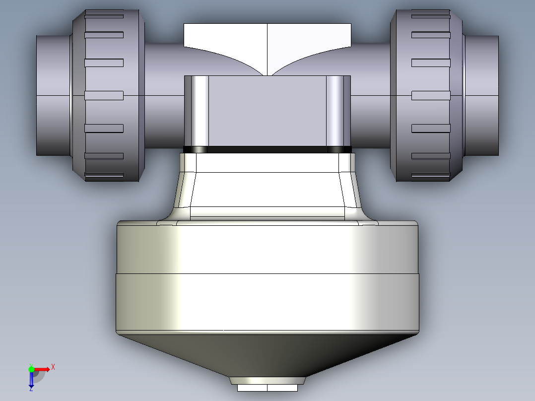 4DKMUIVCP NO-DA 气动隔膜阀、常开型双作用，女性联盟结束，公制系列PVC-U俯视图