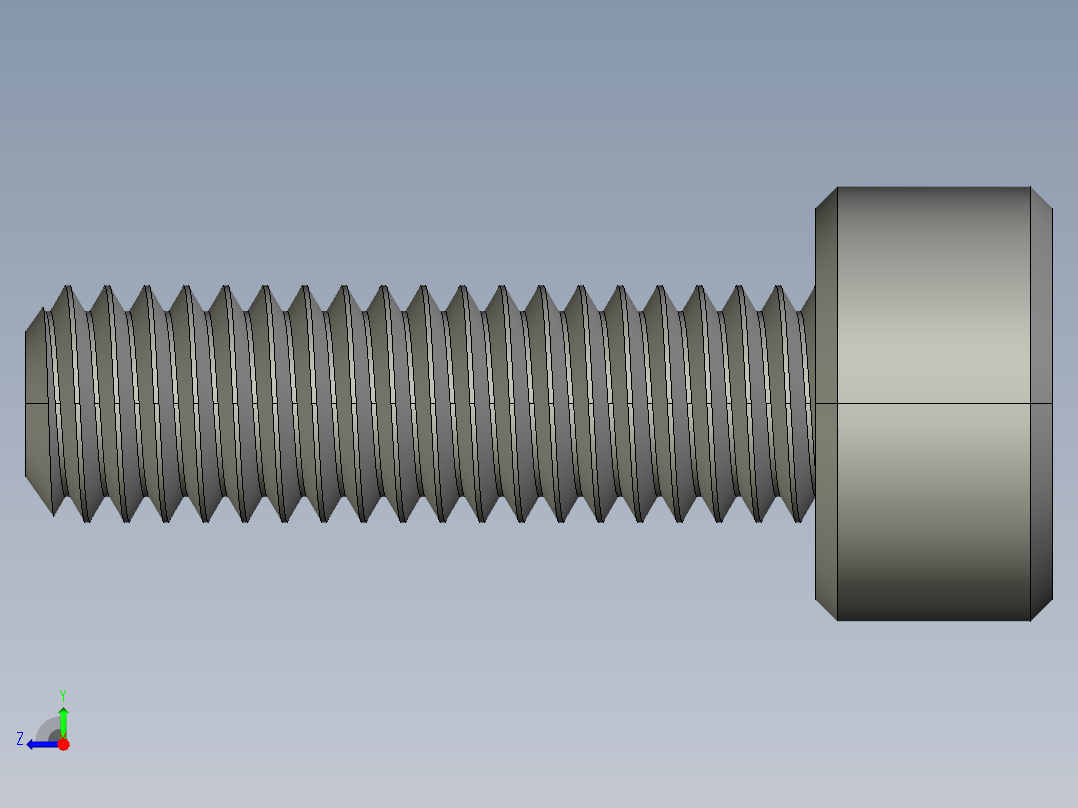 M3 x 0.5mm Thread 10mm LONG SOCKET HEAD CAP SCREW.STEP右视图