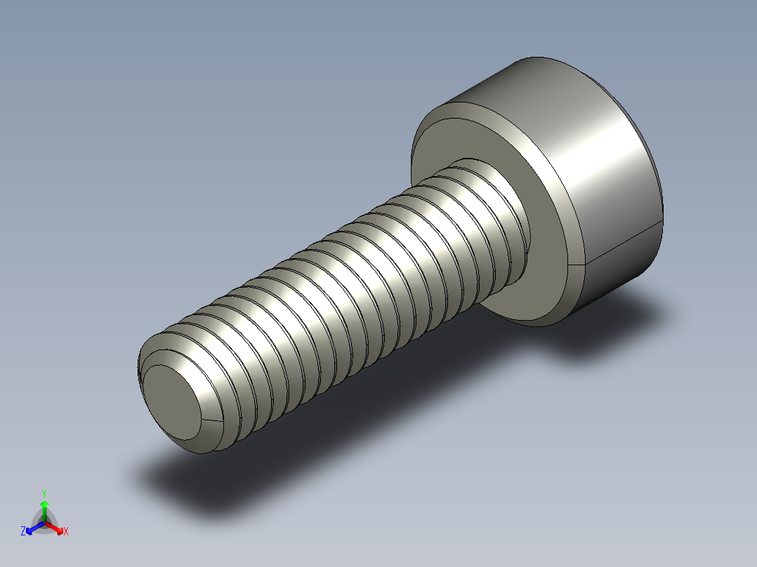 M3 x 0.5mm Thread 10mm LONG SOCKET HEAD CAP SCREW.STEP正等轴测图