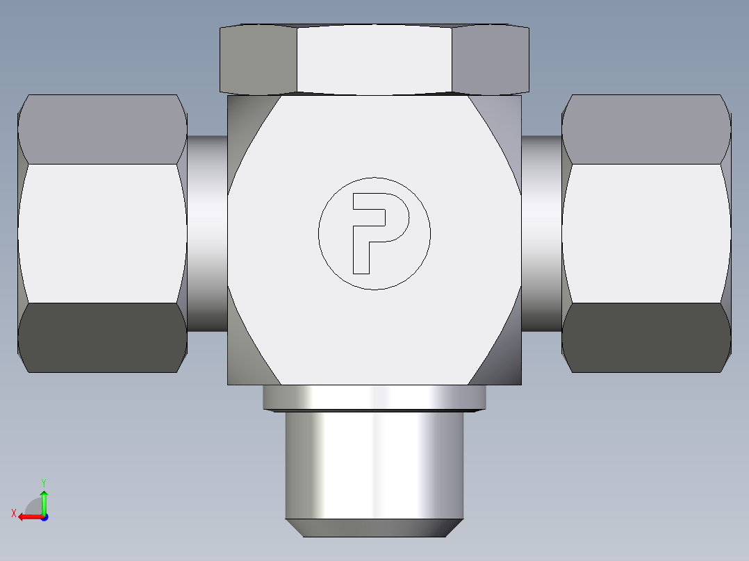 卡套式工业通用硬管接头EO_High_pressure_banjo_tee_TH14SM71后视图