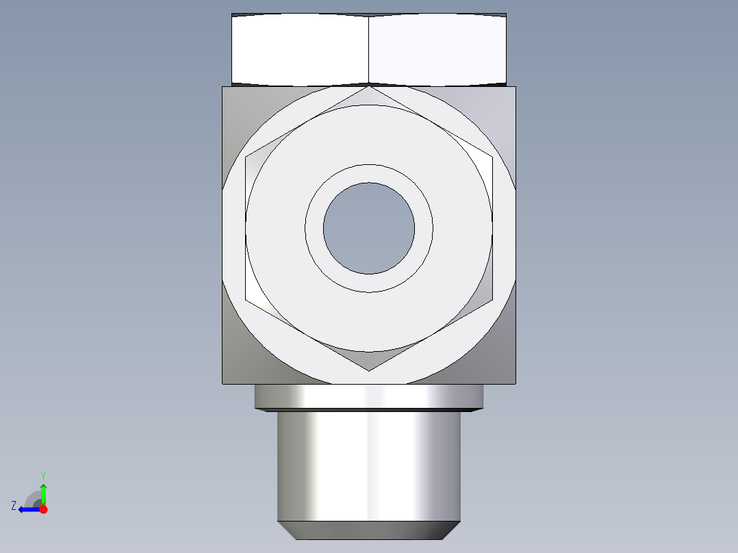 卡套式工业通用硬管接头EO_High_pressure_banjo_tee_TH14SM71右视图