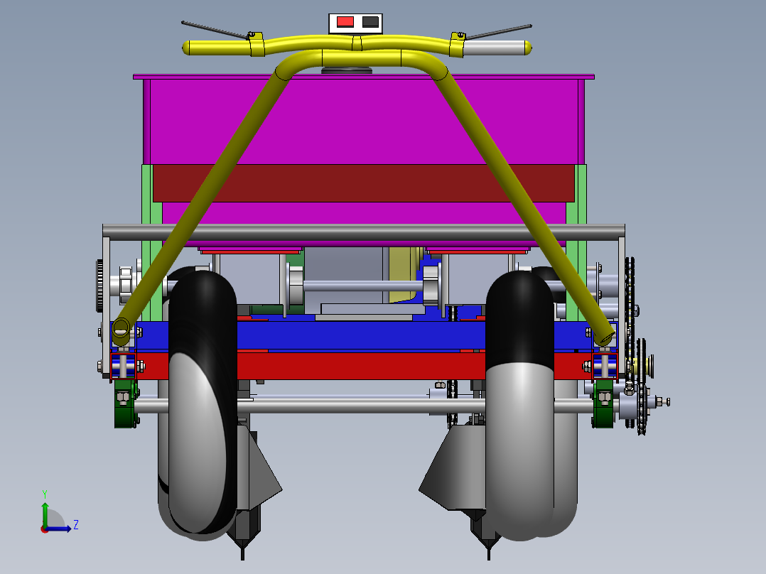 播种机（宝塔莱）设计（sw16可编辑+说明书+bom）左视图