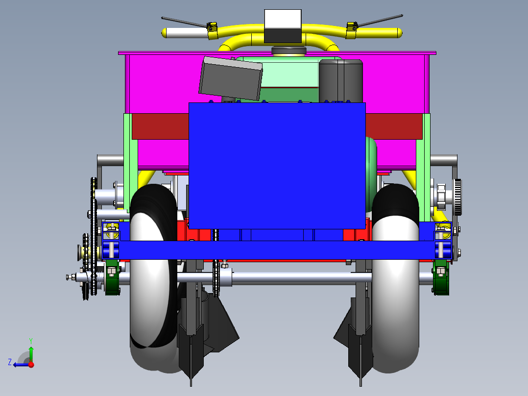 播种机（宝塔莱）设计（sw16可编辑+说明书+bom）右视图