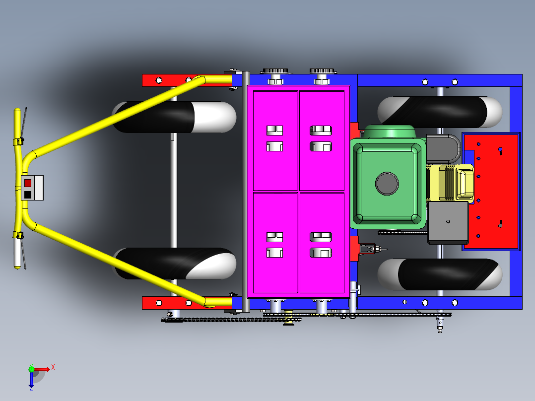 播种机（宝塔莱）设计（sw16可编辑+说明书+bom）俯视图