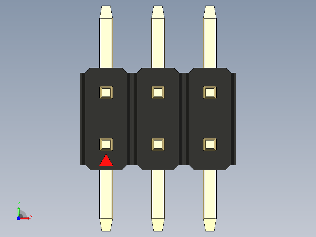 彩色公排针 100mil 2.54mm 系列-DS1022_black_06p_100mil_TypeSMT_rev1.0前视图