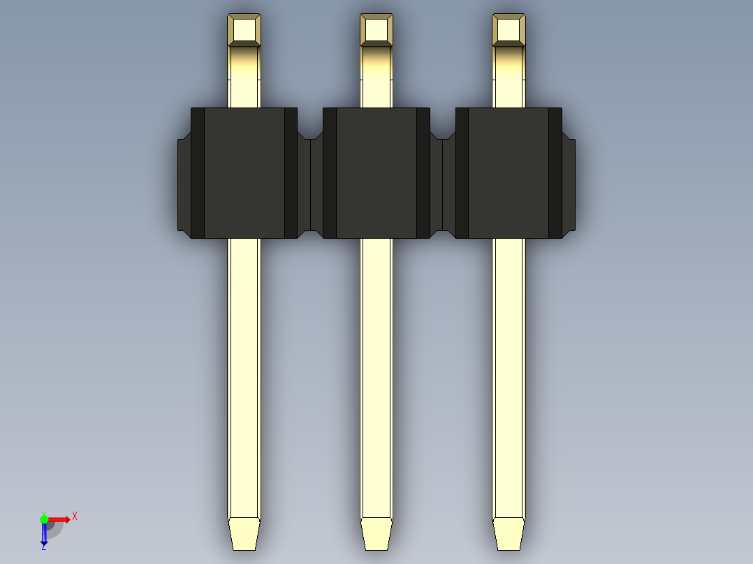 彩色公排针 100mil 2.54mm 系列-DS1022_black_06p_100mil_TypeSMT_rev1.0俯视图