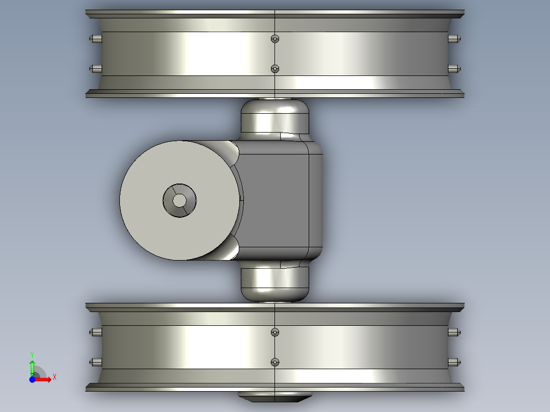 婴儿车前轮轮毂3D数模图纸 STP格式前视图