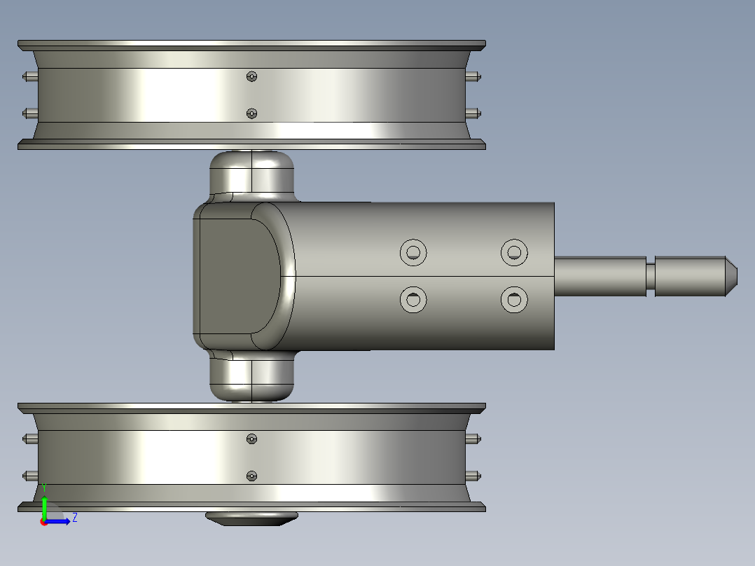 婴儿车前轮轮毂3D数模图纸 STP格式左视图