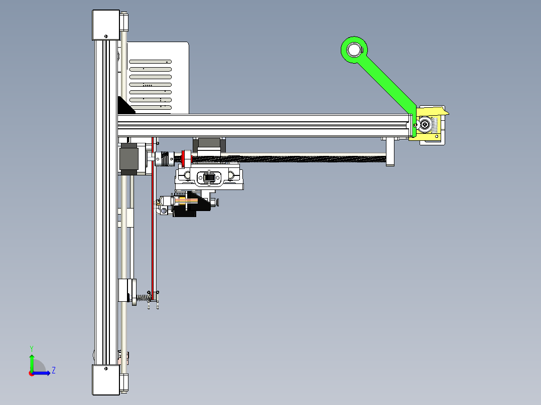 电机为 Nema 17的3d打印机左视图