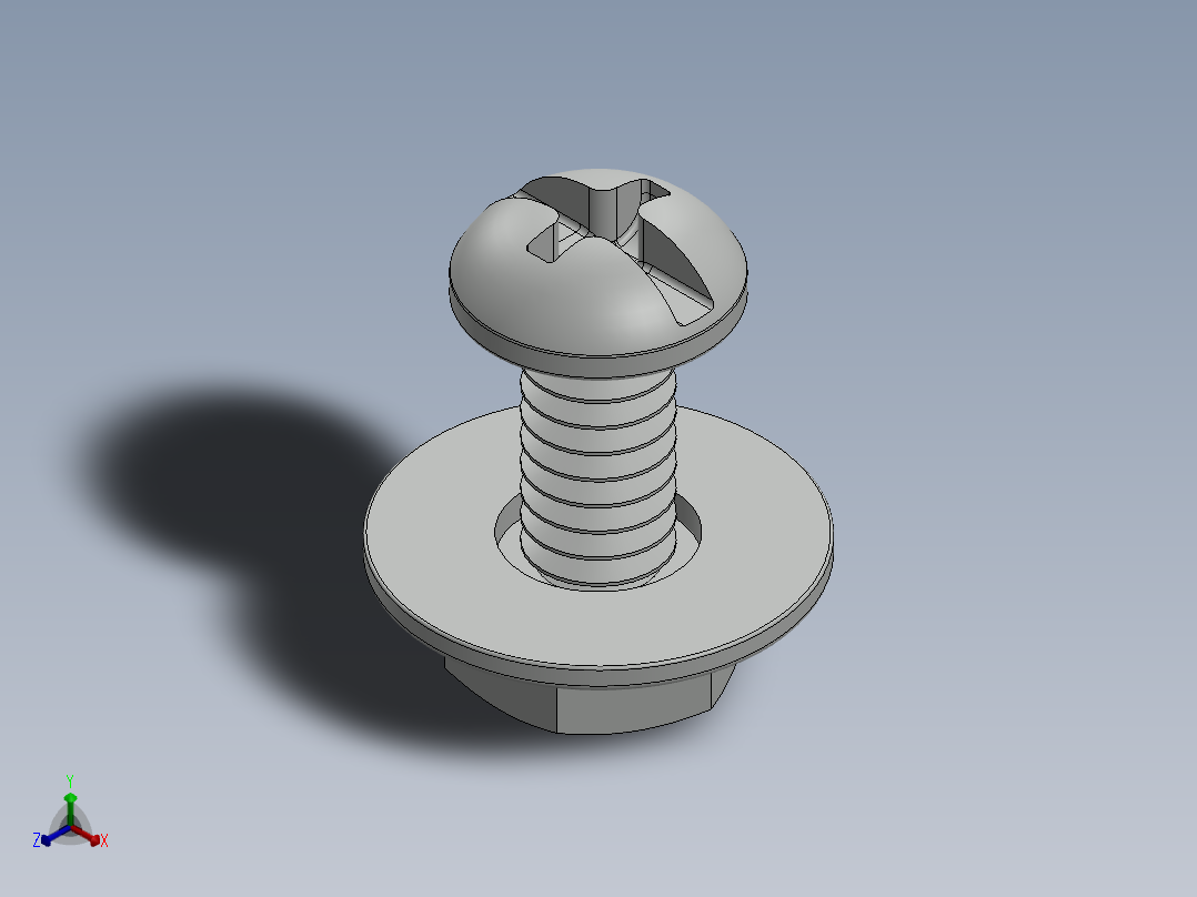 紧固件-0.2500 Round Head正等轴测图