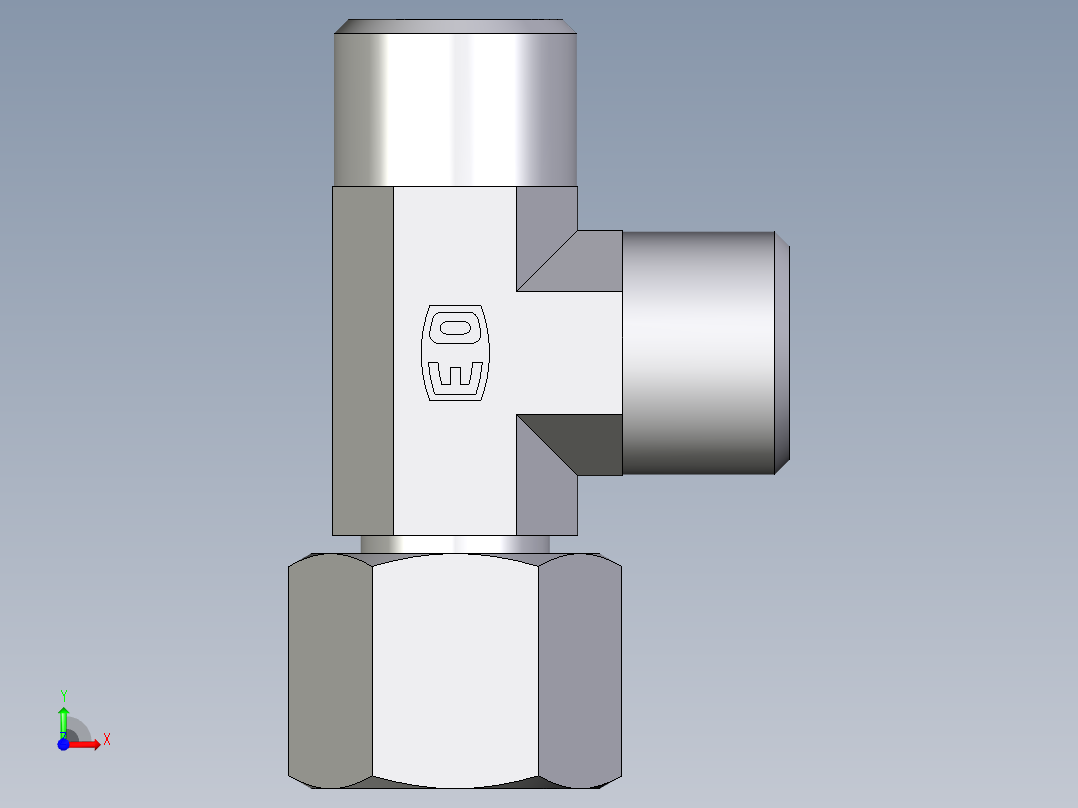 卡套式工业通用硬管接头EO_Swivel_nut_run_tee_EL10LOMDCF前视图