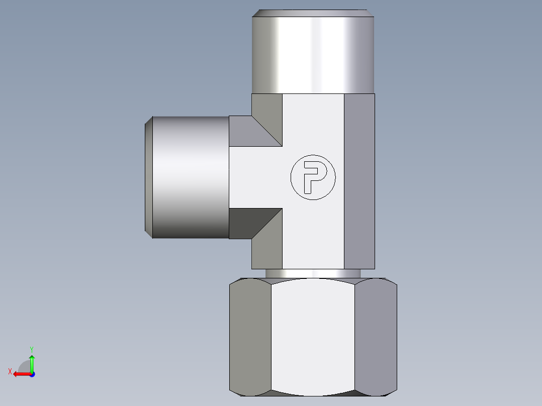 卡套式工业通用硬管接头EO_Swivel_nut_run_tee_EL10LOMDCF后视图