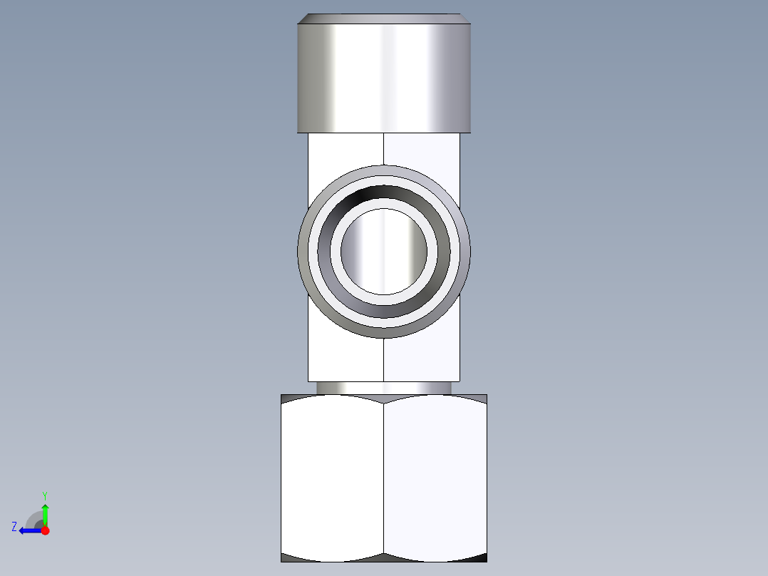 卡套式工业通用硬管接头EO_Swivel_nut_run_tee_EL10LOMDCF右视图